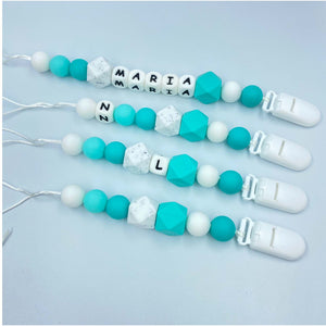 BabyMuu - Porta Chupetes - Accesorios - Turquesa Especial - Nombre Personalizable - Cuencas Especiales
