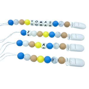 BabyMuu - Porta Chupetes - Accesorios - Beige - Nombre Personalizable - Cuencas Redondas